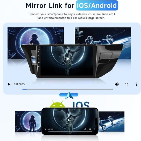 2G+64G Car Radio Stereo for Toyota Corolla 2014 2015 2016 with Wireless CarPlay/Android Auto, 10.1 Inch Android 13 Touch Screen Head Unit, GPS Navi WiFi Bluetooth Mirror Link SWC HD Camera in Saudi Arabia