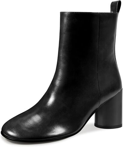 أحذية الكاحل النسائية من ويت كيس مع عرض واسع ومقدمة مستديرة وكعب مكتنز وأحذية طويلة للكاحل بسحاب وكعب عالٍ وأحذية قصيرة عصرية لحفلات العمل اليومية in Kuwait