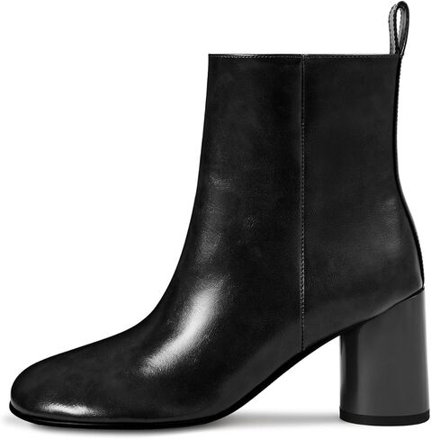 أحذية الكاحل النسائية من ويت كيس مع عرض واسع ومقدمة مستديرة وكعب مكتنز وأحذية طويلة للكاحل بسحاب وكعب عالٍ وأحذية قصيرة عصرية لحفلات العمل اليومية in Kuwait