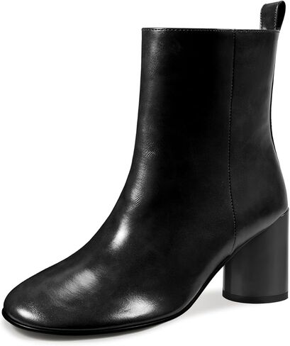 أحذية الكاحل النسائية من ويت كيس مع عرض واسع ومقدمة مستديرة وكعب مكتنز وأحذية طويلة للكاحل بسحاب وكعب عالٍ وأحذية قصيرة عصرية لحفلات العمل اليومية in Kuwait