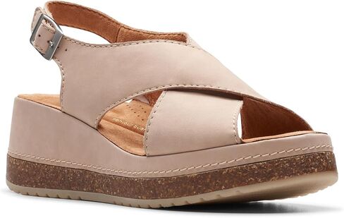 Clarks Women's Kassanda Step Wedge Sandal, Black Nubuck, 6 in Kuwait