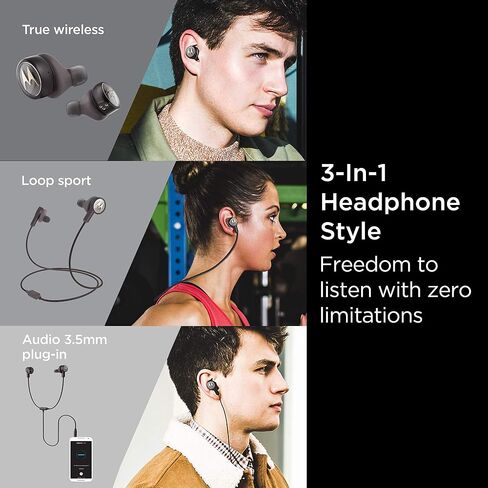 سماعات رأس Motorola Tech3 3 في 1 لاسلكية ذكية - سماعات أذن لاسلكية، سلك رياضي، قابس صوتي - مقاومة للتعرق، ميكروفون مدمج، علبة شحن مع نظام تخزين الكابل - موكا برونزي in Kuwait