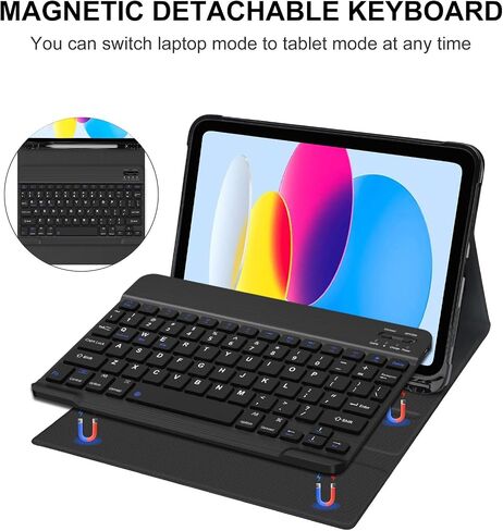 iPad 10th Generation Case with Keyboard 10.9 inch,iPad 10th Gen Keyboard, Detachable Wireless Bluetooth Keyboard,Smart Folio Case with Pencil Holder for iPad 10th Gen(A2696/A2757/A2777),Green in Saudi Arabia