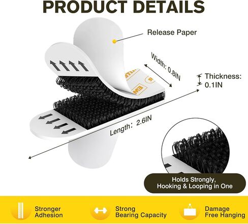 EMITEVER Picture Hanging Strips Heavy Duty, Damage Free Hanging Picture Hangers for Walls, Picture Hanging Kit, Hanging Hooks Without Nails, Black Adhesive Poster Wall Strips 20-Pairs (40 Strips) in Saudi Arabia