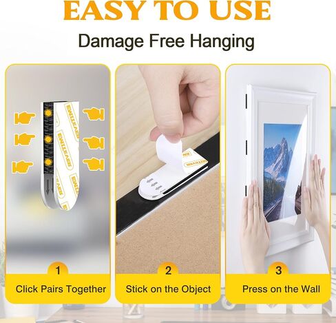EMITEVER Picture Hanging Strips Heavy Duty, Damage Free Hanging Picture Hangers for Walls, Picture Hanging Kit, Hanging Hooks Without Nails, Black Adhesive Poster Wall Strips 20-Pairs (40 Strips) in Saudi Arabia