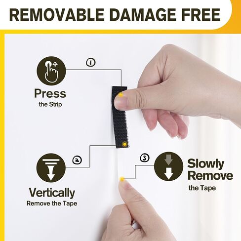 EMITEVER Picture Hanging Strips Heavy Duty, Damage Free Hanging Picture Hangers for Walls, Picture Hanging Kit, Hanging Hooks Without Nails, Black Adhesive Poster Wall Strips 20-Pairs (40 Strips) in Saudi Arabia