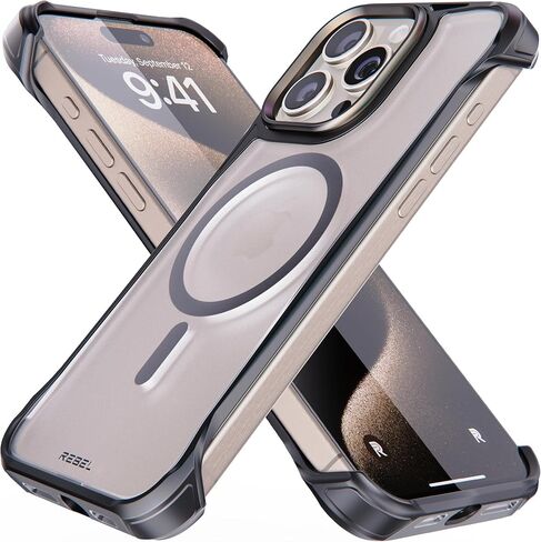 حافظة REBEL iPhone 15 Pro Max الشفافة [سلسلة Frosted Flex] جوانب مكشوفة للراحة، متوافق مع MagSafe القوي، نسيج غير لامع، واقي مقاوم للصدمات، غطاء بدون إطار مطور، هاتف 6.7 بوصة 2023 in Saudi Arabia