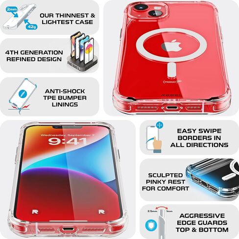 حافظة REBEL iPhone 15 Pro Max الشفافة [سلسلة Frosted Flex] جوانب مكشوفة للراحة، متوافق مع MagSafe القوي، نسيج غير لامع، واقي مقاوم للصدمات، غطاء بدون إطار مطور، هاتف 6.7 بوصة 2023 in Saudi Arabia