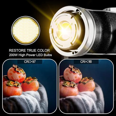 GVM 200W LED Video Light with Lantern Softbox, SD200D Photography Studio Lighting Kit with Bluetooth/DMX Control, 93000lux@0.5m 3200K-5600K Bi-Color Continuous Output Lighting for YouTube (SD200D) in Saudi Arabia