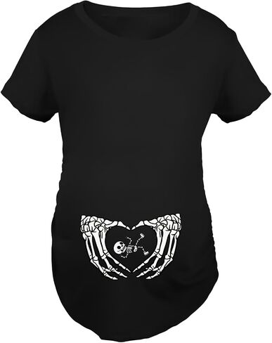 Maternity Halloween Shirt for Women Pregnancy Announcement Shirts Fall Casual Baby Skeleton Graphic Tee Tops in Saudi Arabia