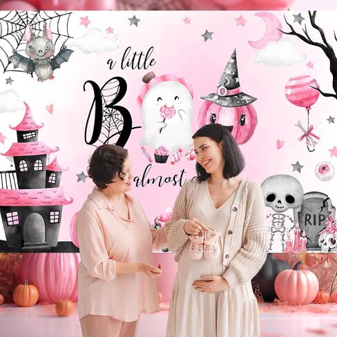 Avezano Halloween Baby Shower Backd A Little Boo هو تقريبًا مستحق زينة لافتة استحمام الطفل لطيف شبح الهالوين Boo خلفية حفلات الأطفال حديثي الولادة (7 × 5 أقدام) in Saudi Arabia