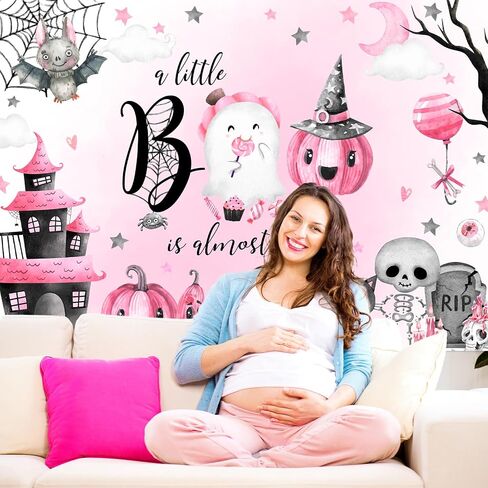 Avezano Halloween Baby Shower Backd A Little Boo هو تقريبًا مستحق زينة لافتة استحمام الطفل لطيف شبح الهالوين Boo خلفية حفلات الأطفال حديثي الولادة (7 × 5 أقدام) in Saudi Arabia
