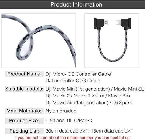1FT+0.5FT(2 pack) Micro to USB C Remote Controller Cable for IPhone 15 Pro, DJI Mavic Mini,Mini SE, Mavic 2 Pro/Zoom,Mavic Air,Mavic Pro, Spark, DJI Drone to Tablet Cable OTG Data Cord Accessories in Saudi Arabia