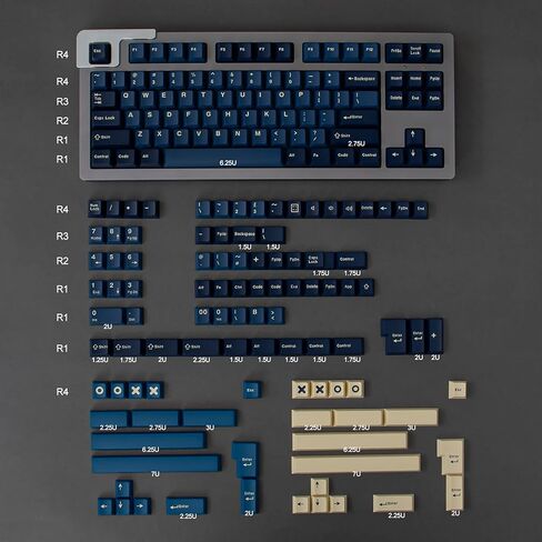 Gliging 190 Keys Keycaps Cherry Profile ANSI/ISO Layout for 60/64/68/75/84/87/98 Keys MX Cherry Kailh Switch Mechanical Keyboard（Matrix Keycaps） in Saudi Arabia