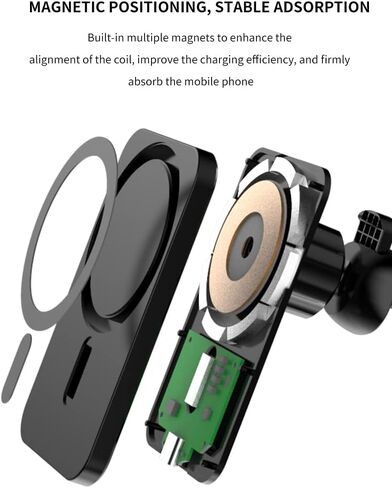 KAPAN Magnetic Wireless Car Charger 15W Wireless Car Charger Compatible with iPhone 12/13/14 Pro/Pro Max/mini/14 Plus, Samsung Galaxy S6 / S7/S8/S9/S10/Edge/+ (Black) in Saudi Arabia
