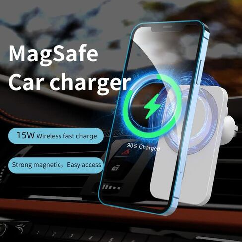 KAPAN Magnetic Wireless Car Charger 15W Wireless Car Charger Compatible with iPhone 12/13/14 Pro/Pro Max/mini/14 Plus, Samsung Galaxy S6 / S7/S8/S9/S10/Edge/+ (Black) in Saudi Arabia
