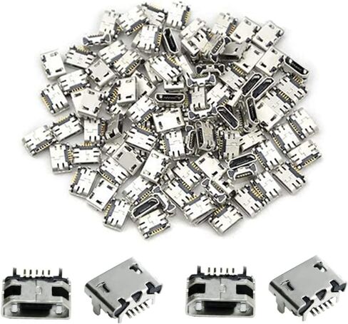 100 قطعة مقبس USB وصلة مرفاع 180 درجة 5-Pin SMD SMT لحام محول صغير موصل صغير مايكرو USB أنثى مقبس منافذ لأجزاء إصلاح الهاتف الخليوي in Kuwait