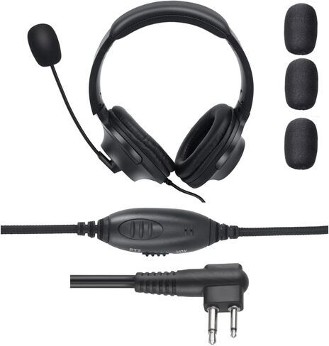 سماعة أذن لاسلكية تخاطب فوق الأذن لتقليل الضوضاء مع ميكروفون Ptt Boom لجهاز Motorola 2 Pin Radio cls 1110 1410 cp200 cp185 cp100d dlr 1060 (أغطية أذن كبيرة) (جانب واحد) in Kuwait