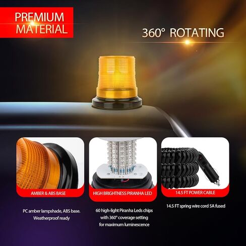 Led Strobe Light,12-30V Amber 10pcs 3W HIGH-Power LED Warning Safety Flashing Beacon Lights with Magnetic and 14.5 ft Straight Cord for Vehicle Forklift Truck Tractor Golf Carts UTV Car Bus in Saudi Arabia