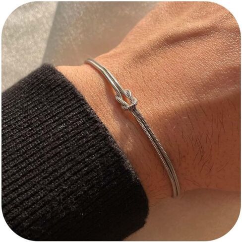 Gold Bracelets for Women 14K Real Gold Plated Love Knot Bracelet Dainty Snake Chain Infinity Bracelet Adjustable Gold Jewelry Gifts for Women in Saudi Arabia