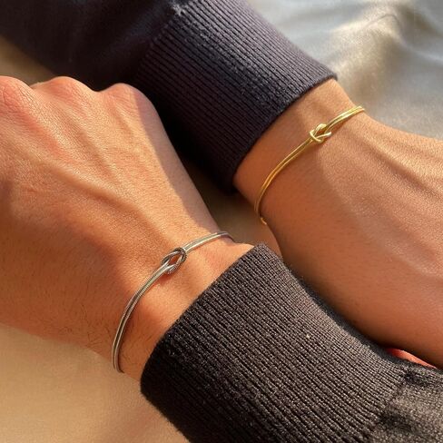 Gold Bracelets for Women 14K Real Gold Plated Love Knot Bracelet Dainty Snake Chain Infinity Bracelet Adjustable Gold Jewelry Gifts for Women in Saudi Arabia