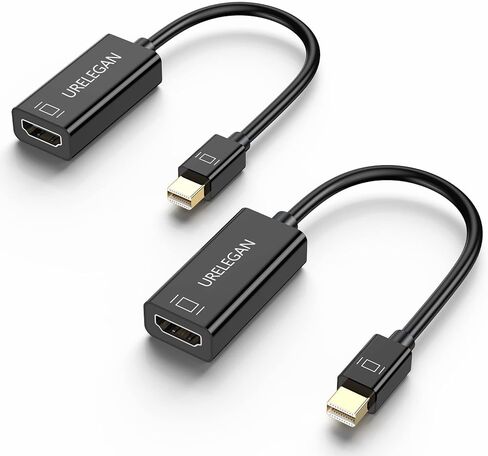 كابل محول Mini DisplayPort إلى HDMI 2 حزمة باللون الأسود، ذكر MDP إلى HDMI أنثى، محول Mini DP إلى HDM من MacBook Air/Pro، Surface، الشاشة، جهاز العرض، التلفزيون والمزيد (متوافق مع Thunderbolt 2) in Kuwait