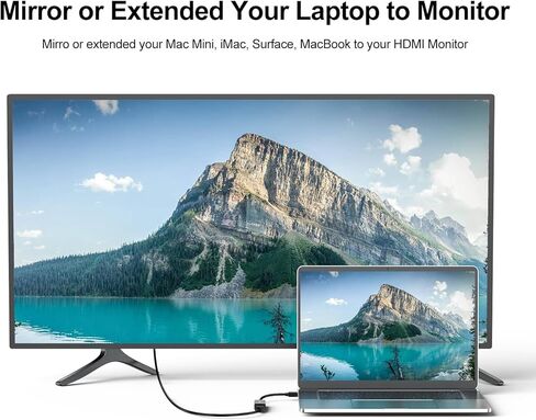 كابل محول Mini DisplayPort إلى HDMI 2 حزمة باللون الأسود، ذكر MDP إلى HDMI أنثى، محول Mini DP إلى HDM من MacBook Air/Pro، Surface، الشاشة، جهاز العرض، التلفزيون والمزيد (متوافق مع Thunderbolt 2) in Kuwait