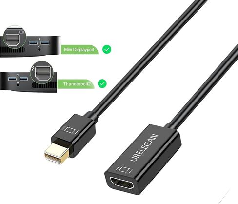 كابل محول Mini DisplayPort إلى HDMI 2 حزمة باللون الأسود، ذكر MDP إلى HDMI أنثى، محول Mini DP إلى HDM من MacBook Air/Pro، Surface، الشاشة، جهاز العرض، التلفزيون والمزيد (متوافق مع Thunderbolt 2) in Kuwait