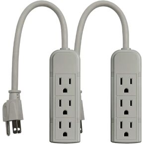 PS28U Compact Grounded 3-Outlet Power Strip, UL Listed, 1-Foot, 24-Pack
