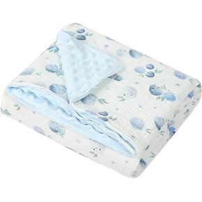 Baby Blankets for Boys Girls Minky Blanket with Muslin Cotton Front and Dotted Fleece Backing, Soft Nursery Blankets for Newborn Toddler Crib Stroller Car Seat, Sailboats Sea Explorer