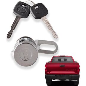 Tailgate Door Lock Cylinder&Key Compatible for Toyota Tundra 2014-21 Tacoma 2016-21 Back Door Lock Cylinder Black