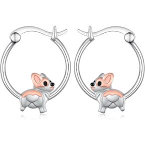Pug Earrings 925 Sterling Silver Pug Dog Hoop Earrings Cute Pug Jewelry Gifts for Pug Lovers
