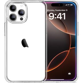JJGoo Heavy Duty Case for iPhone 16 Pro Case Clear, 2.5mm Transparent Shockproof Phone Case, Anti-Scratch Hard PC Back Protective Cover Bumper Phone Case for iPhone 16 Pro 6.3-Inch, Clear