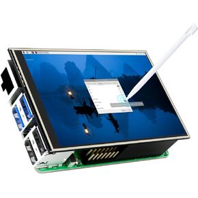 CUQI 3.5 Inch Touchscreen for Raspberry Pi 5, 480 x 320 Pixel 60 FPS Mini Monitor with Stylus and Mini Fan for Raspberry Pi 3/4/5
