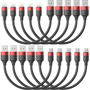 1ft Short USB C Cable for iPhone 15, 10 Pack Bulk USB A to USB C Charger Cord 12 inch, Multipack Type C Cable for Charging Station Compatible with Samsung Galaxy S24 S23 S20 S10 S9 Note 20 10 9