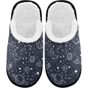 visesunny Night Sky Star Moon Space Planet Cozy Fuzzy Mens Womens Memory Foam House Slippers Plush Fleece Indoor Outdoor Slipper