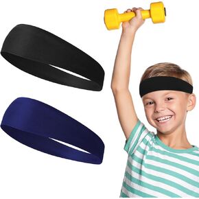 Soccer Headband 2 Pcs Sports Fan Sweat Bands Youth Football Players Headwear Cooling Head Band Helmet Sweatbands Swimming Basketball Baseball Elastic Wrap Towel Boys Costume