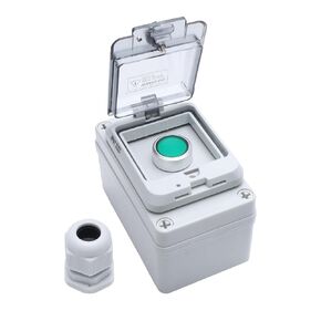 Button Box Red Emergency Stop+Key Switch Button Switch with Protective Cover IP67 Outdoor Waterproof Anti-misoperation Switch Button Switch Station Box