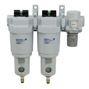 نظام تجفيف الهواء ثلاثي المراحل PneumaticPlus SAMU350-N04DGS-MEF-S - فاصل مياه، فلتر اندماج 0.01 ميكرون، منظم ضغط الهواء، مجموعة وحدات 1/2 بوصة NPT - تصريف تلقائي، وعاء معدني in Kuwait