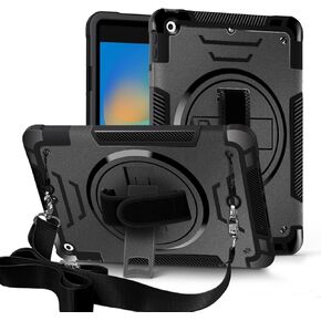 Bingcok Case for iPad 9th Generation Case, ipad 10.2 Case Kids (ipad Case 7th/8th/9th),Heavy Duty Rugged Shockproof Protection Case Built-in Stand/Rotating Hand Strap/Shoulder Strap