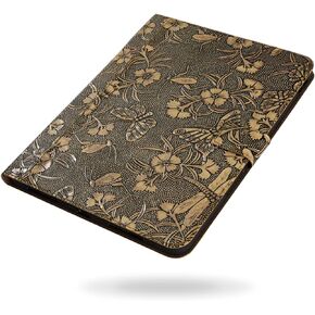 Gexmil Case for iPad 10.2 Inch,9th/8th/7th Generation(2021/2020/2019) Genuine Leather Cover Auto Sleep/Wake,Cowhide Folio Cover with Adjustable Stand with Buckle,Anti Slip,Flower Brown in Kuwait