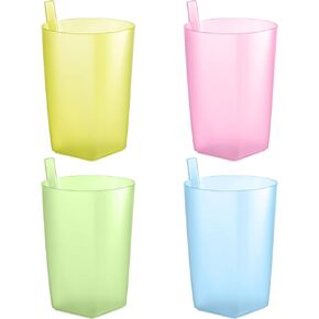 Sippy Cup 4Pcs Toddler Sip Cups with Built in Straw Kids Drink Cups with Straws
