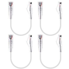 GeeekPi 4PCS Cat6A Ethernet Cable, Snagless Short Shielded Network Cable, White (20 cm/0.65 ft)