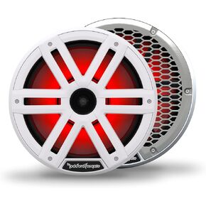 Rockford Fosgate M2-10H Color Optix Multicolor LED Lighted 10" Marine Grade Coaxial Speakers with Horn Tweeter - White (Pair)