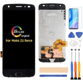 A-MIND Screen Replacement for Motorola Moto Z2 Force XT1789 5.5" LCD Display Screen Replacement with Frame, Touch Screen Digitizer LCD Panel Assembly Repair Parts Kit,with Screen Protector+Tools