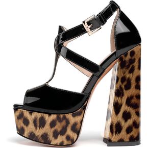 YODEKS Women's Peep Toe Chunky Heel Sandals Ankle Strap Platform Wedding Shoes