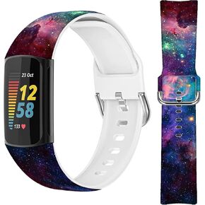 American Flag Bands for Charge 5, Soft Silicone Fashion Sport Replacement Band Compatible with Fitbit Charge 5 - American Flag