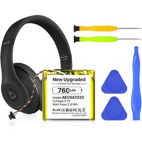بطارية مطورة بقدرة 760 مللي أمبير في الساعة لجهاز Beats Studio 3.0 Studio 2.0 (الجزء رقم Beats AEC643333)، بطارية سماعة رأس لاسلكية Li-Polyme بقدرة عالية 3.7 فولت in Kuwait