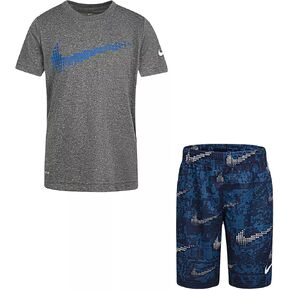 Nike Baby Boy's Dri-FIT Dominate Graphic T-Shirt and Shorts Two-Piece Set (Toddler) Blue Void 3 Toddler