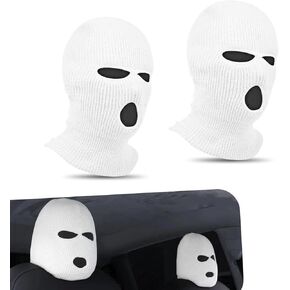 2 PCS Car Seat Headrest Cover, 7.8" x 15.7" Eyes and Nose Head Cover Personalized Funny Hat Decoration, Anti-Scratch and Dustproof Protector, Universal for Car Interior Accessory (Black)